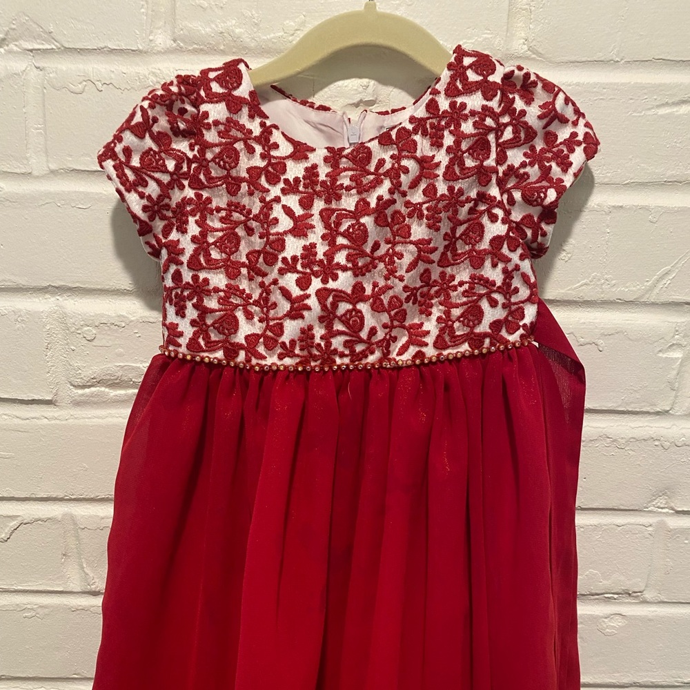 2T red and white toddler dress